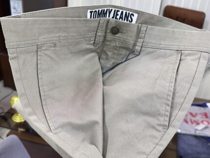 Tommy Jeans Printed Gabardine Pant- Off White